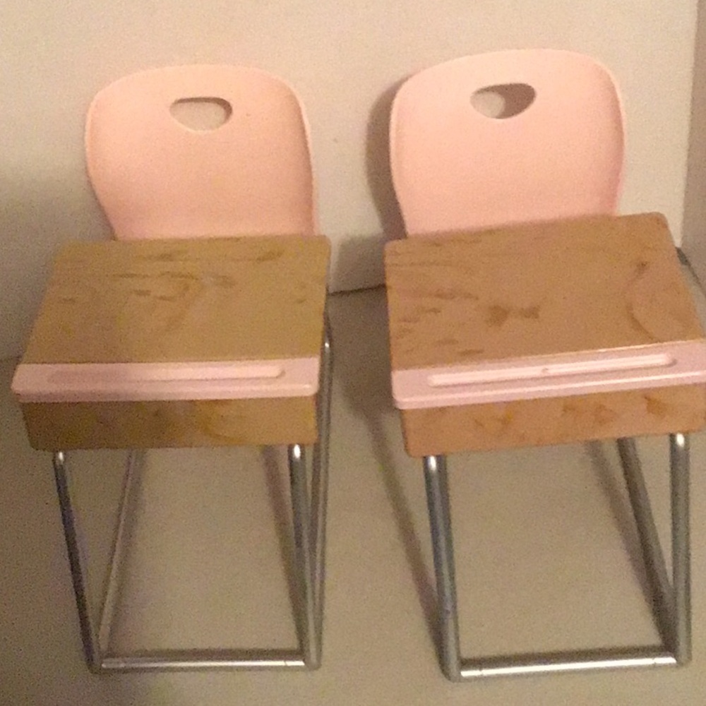 Our Generation‎ Student Desks for 18" Dolls Pink, Set of 2 opening desks.